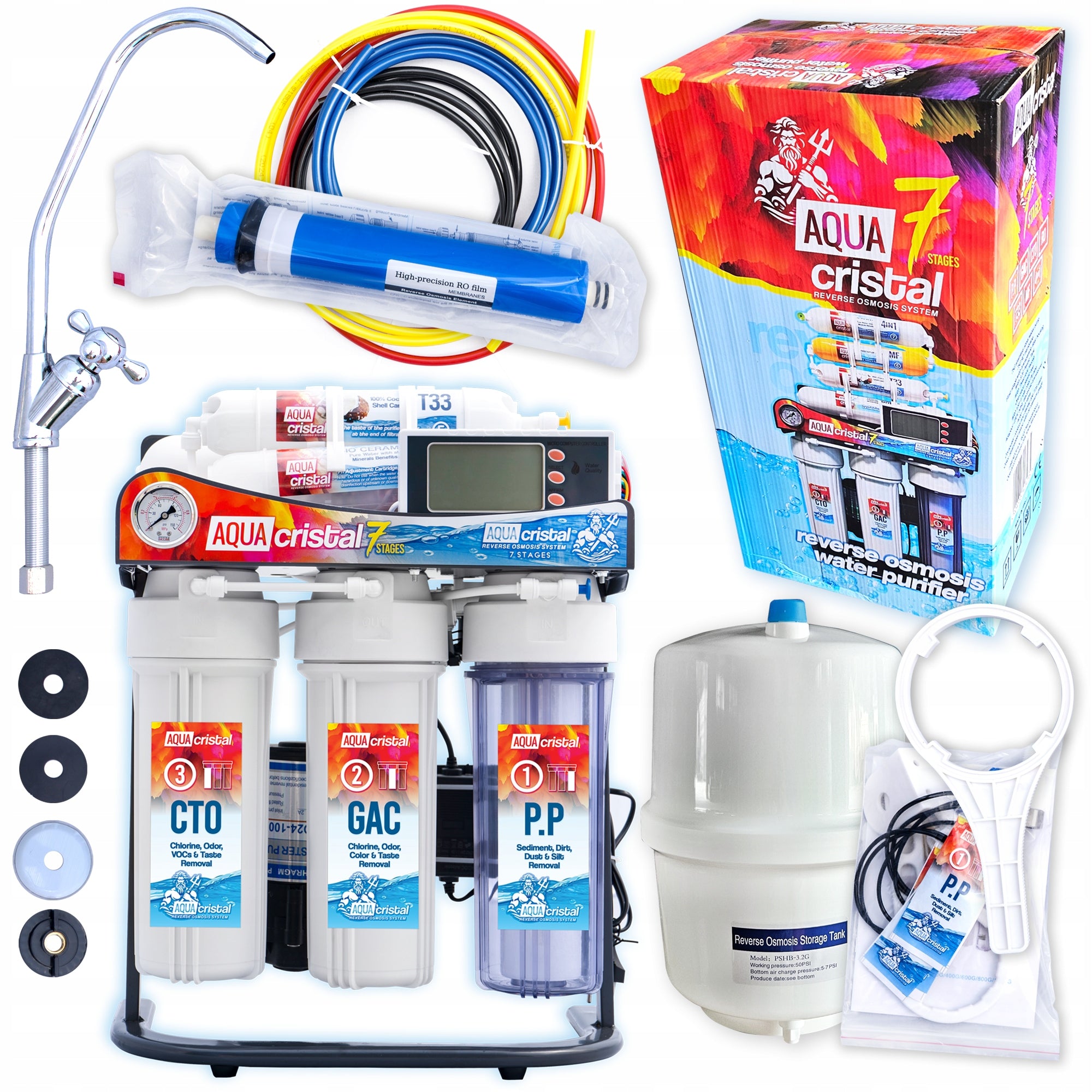 AQUA CRISTAL WATER FILTERS SET RO 7 ST FILTRATION REVERSE OSMOSIS 75GPD