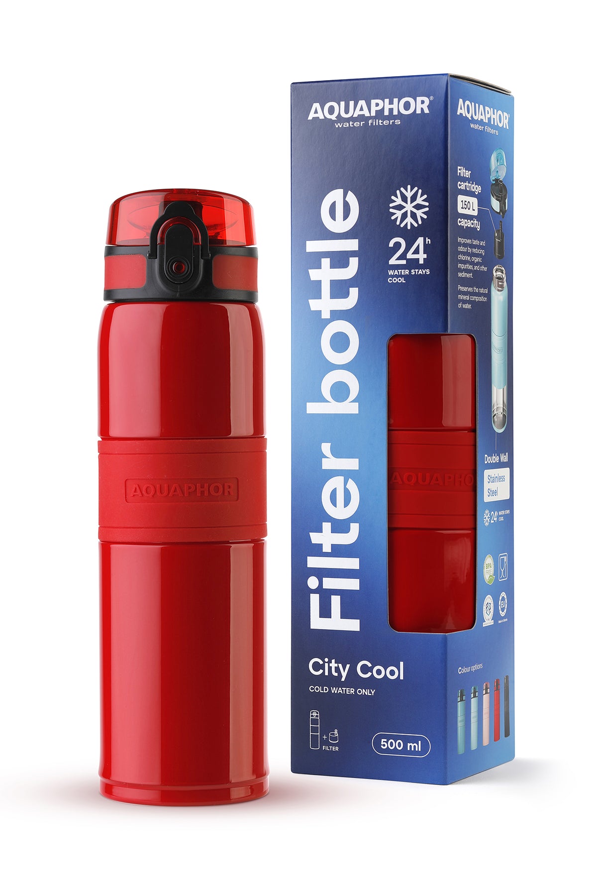 AQUAPHOR Thermal filter bottle 0,5L red