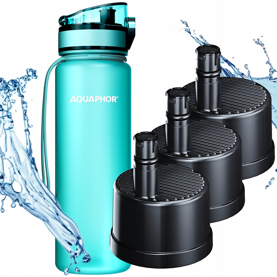AQUAPHOR WATER BOTTLE SET FILTER BOTTLE GREEN 0,5L +3x MINT FILTER