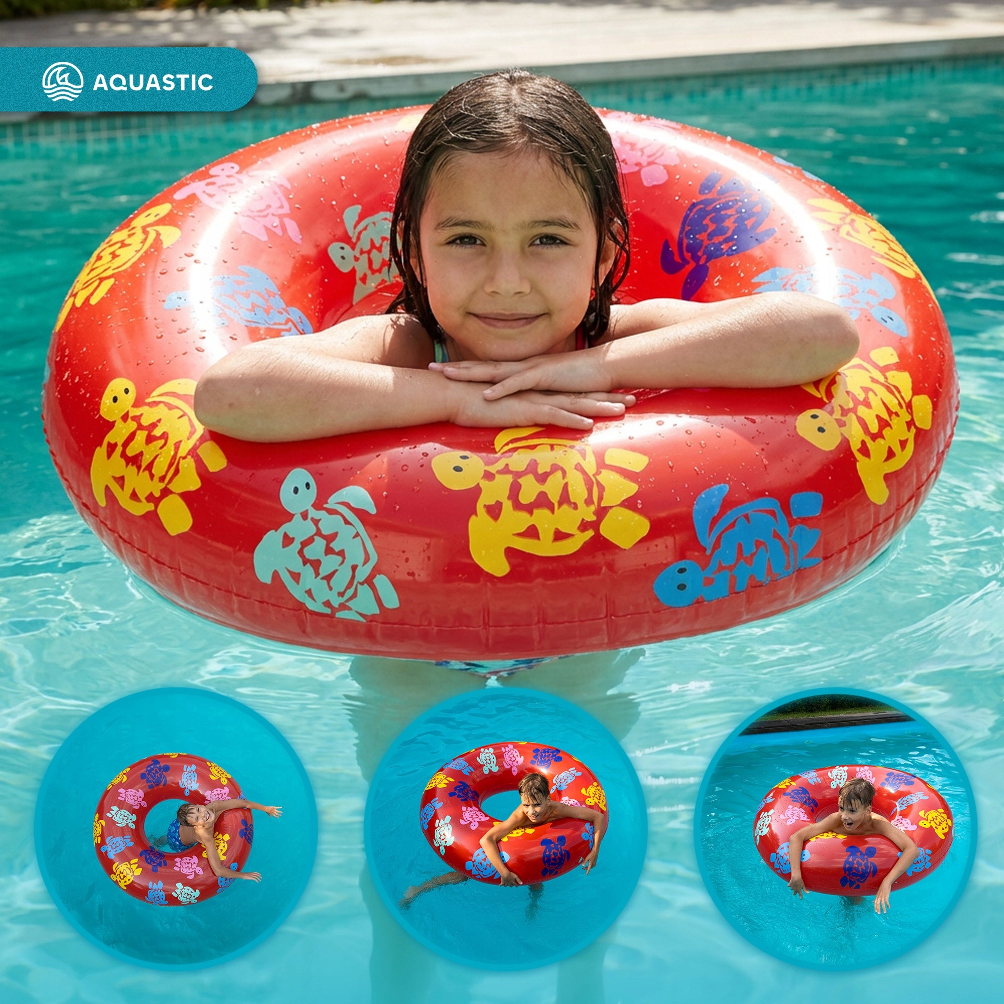 AQUASTIC CIRCLE INFLATABLE WHEEL FOR CHILDREN'S SWIMMING TO PLAY LEARNING Kind swim ring
