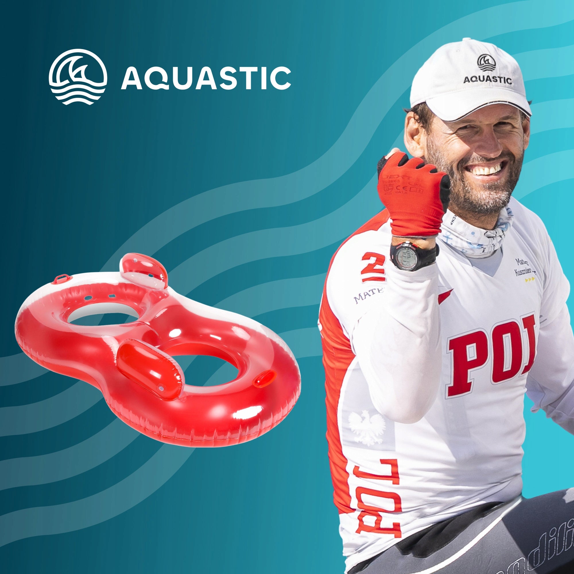 AQUASTIC WHEEL INFLATABLE SWIMMING WHEEL 2-Person VERSATILE LIGHTWEIGHT Manufacturer code ASR-175R