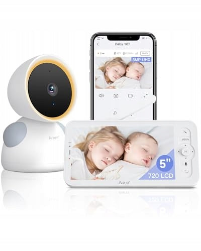 ARENTI Babyfon 2K Camera 5 Cali WiFi PTZ 355° IR Temperature Sensor