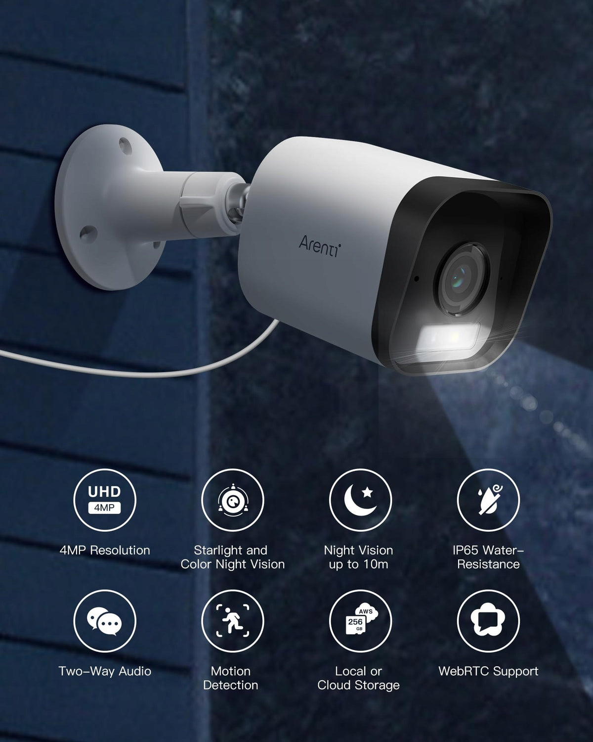 ARENTI Outdoor Camera 2.5K 4MP WiFi AI Motion Detection Alexa Packaging status original