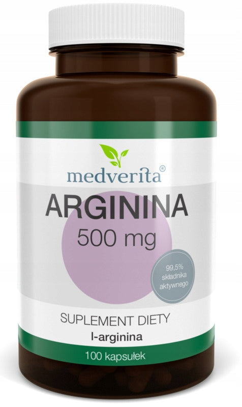 ARGININE 500mg L-arginine Amino acid 100 kap. MEDVERITA