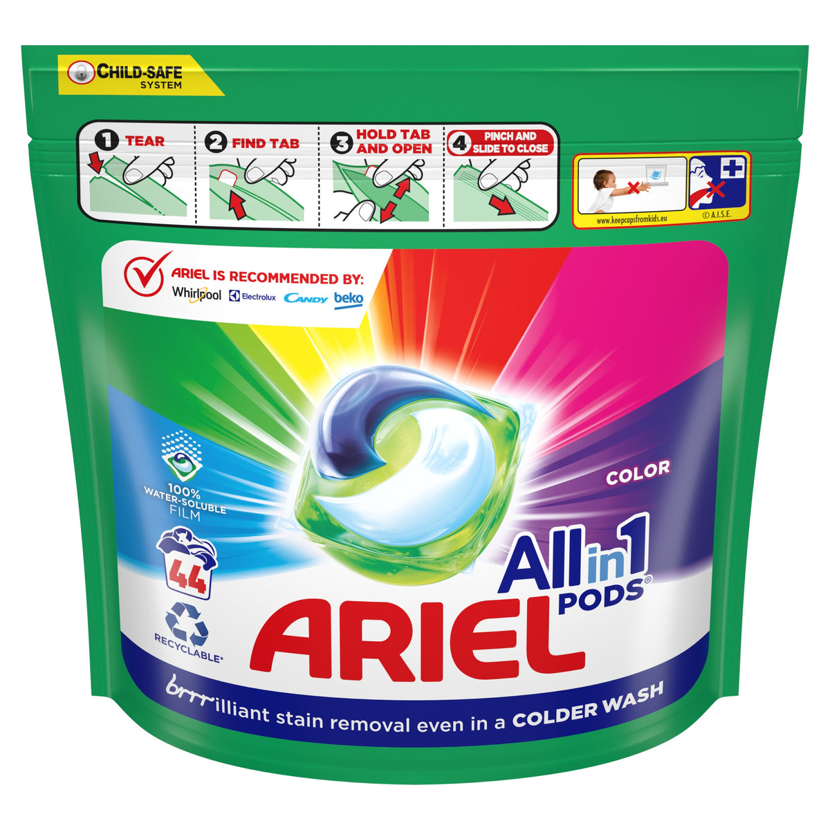 ARIEL ALL-IN-1 PODS COLOR WASHING CAPSULES FOR COLORED FABRICS 44 PIECES