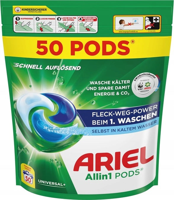 ARIEL ALLIN1 PODS UNIVERSAL+ – 50 WASHING CAPSULES