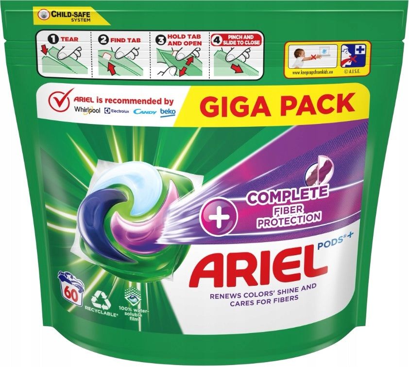 Ariel All-in-1 PODs +Fiber Care Schutzwaschkapseln, 60 Stk. 