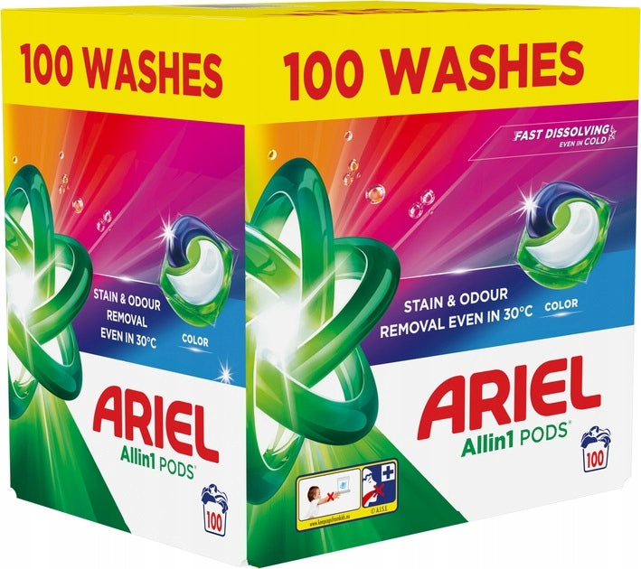 ARIEL PODS COLOR ALL IN ONE 100 PCS WASHING CAPSULES COLOR 100 PCS XXL