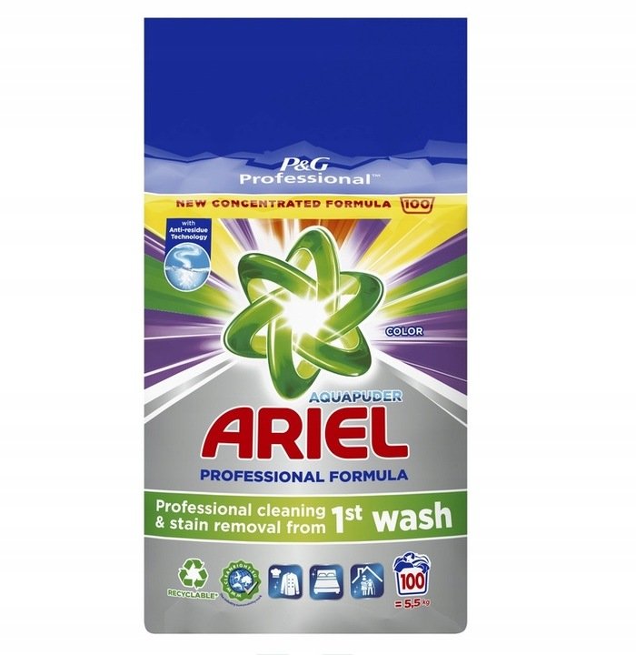 ARIEL PROFESSIONAL COLOR 5,5KG. 100 WASHES WASHING POWDER