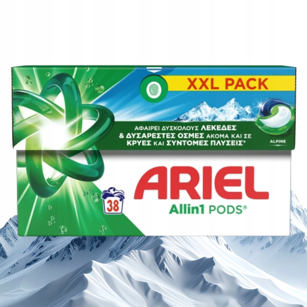 ARIEL WASHING CAPSULES ALPINE 38 PCS EFFECTIVE REMOVAL OF TOUGH STAINS