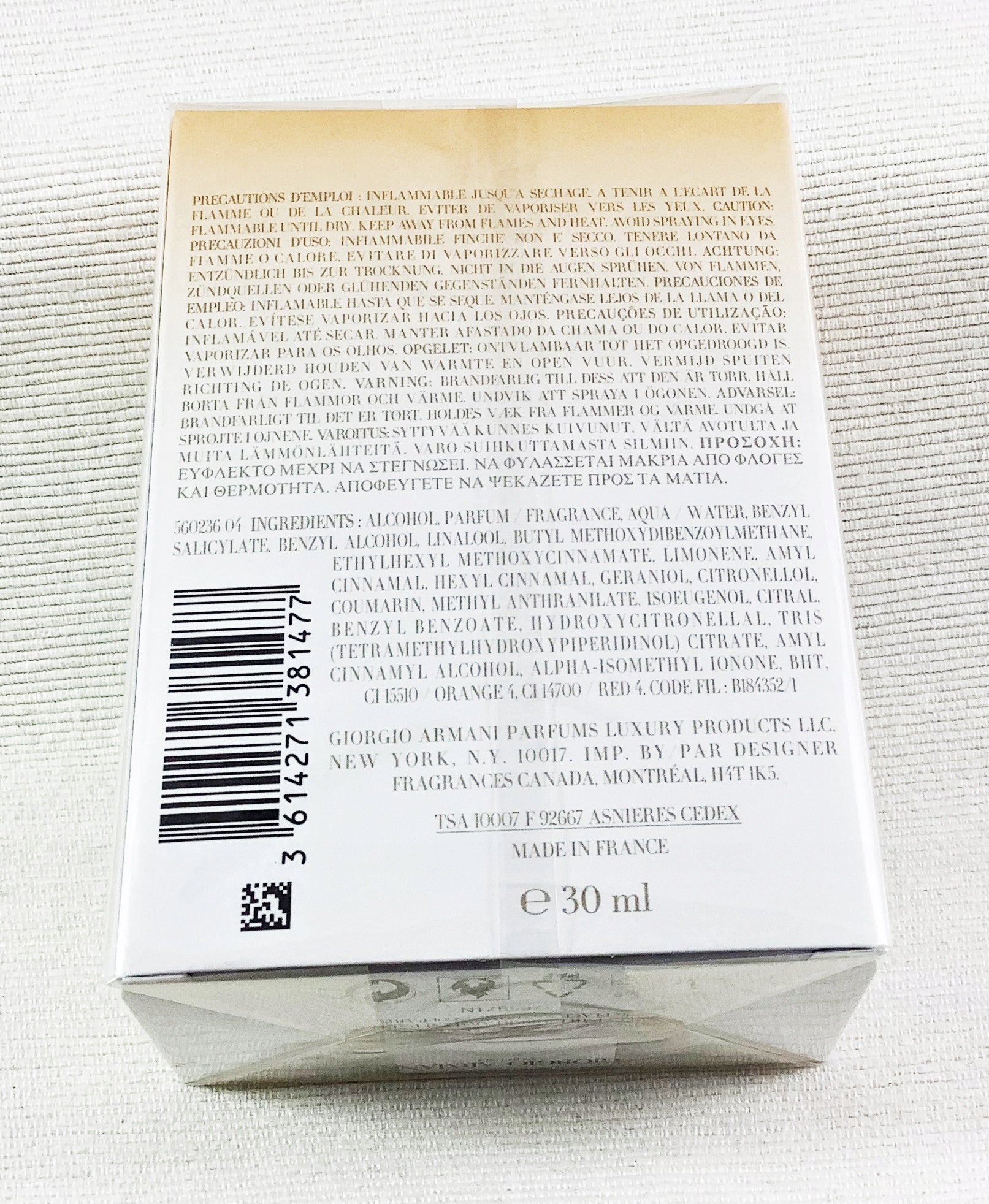 ARMANI SUN DI GIOIA 30 ML EAU DE PARFUM UNIQUE Packaging status original