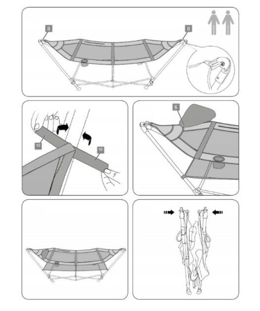 ARMCHAIR GARDEN HAMMOCK WITH CAMPING FRAME FOR GARDEN UP TO 135KG SOLID BAG Material width 83 cm