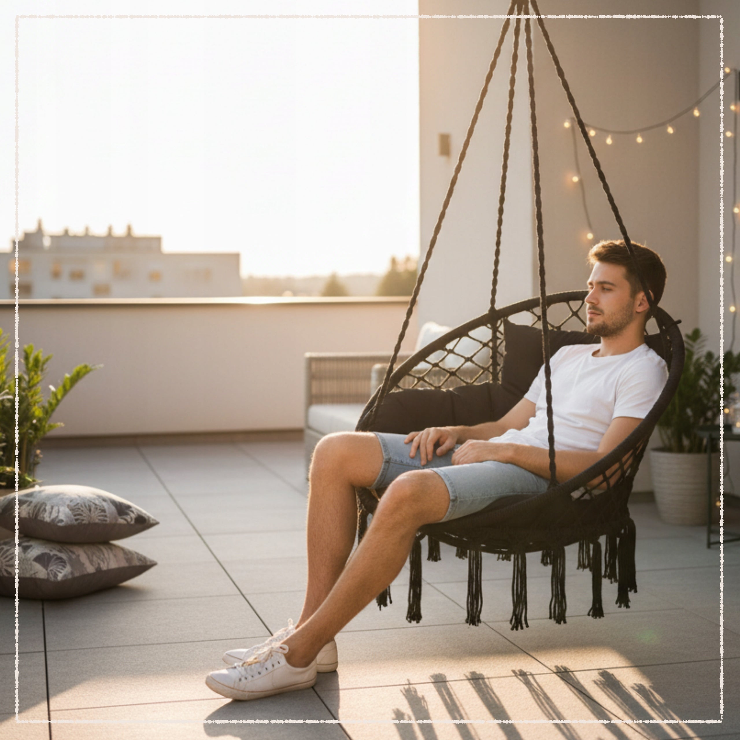 ARMCHAIR HANGING GARDEN SWING STORK NEST WITH PILLOW XL GARDEN HOUSE Manufacturer code Fotel Wiszący Huśtawka Gniazdo 114050