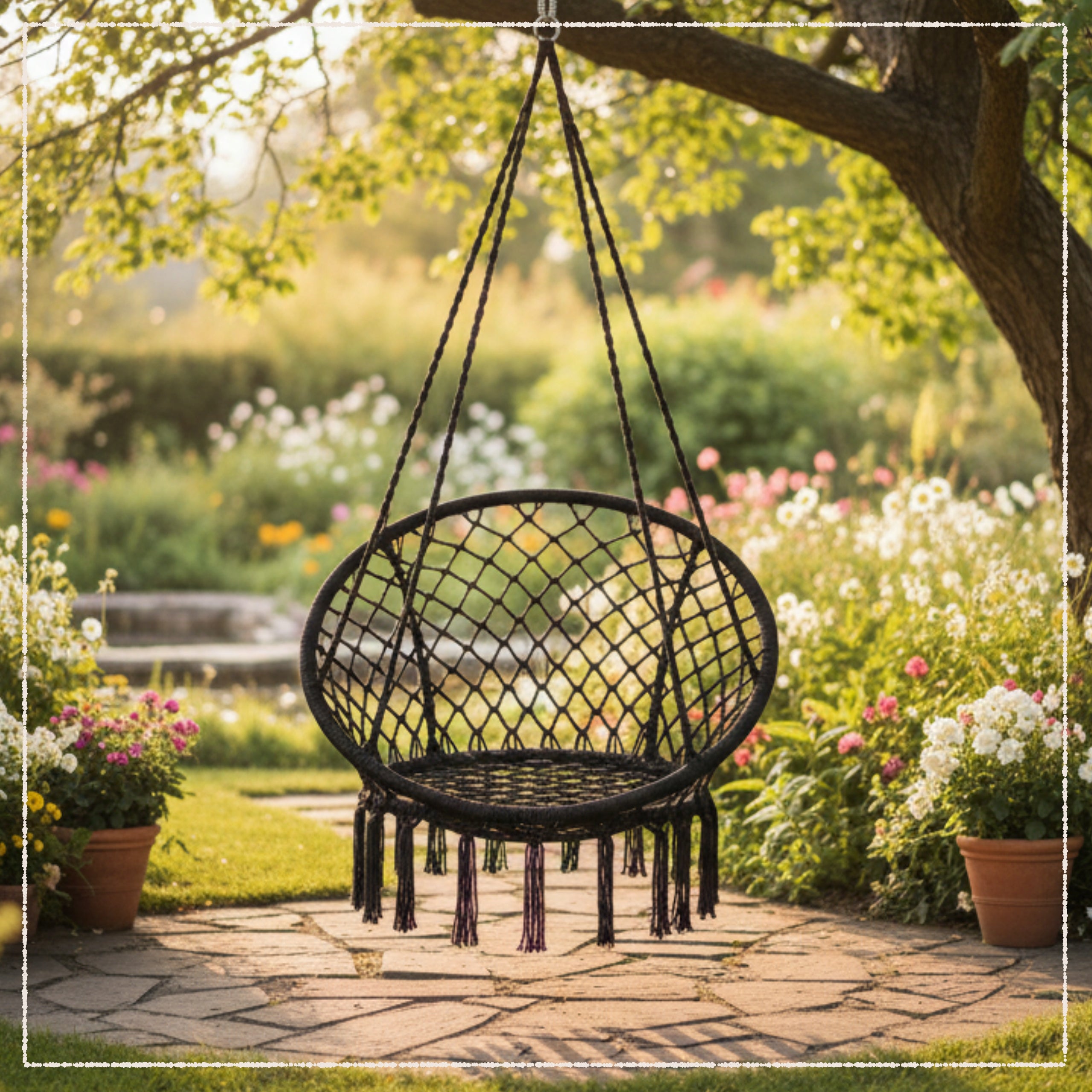 ARMCHAIR HANGING GARDEN SWING STORK NEST WITH PILLOW XL GARDEN HOUSE Packaging status original