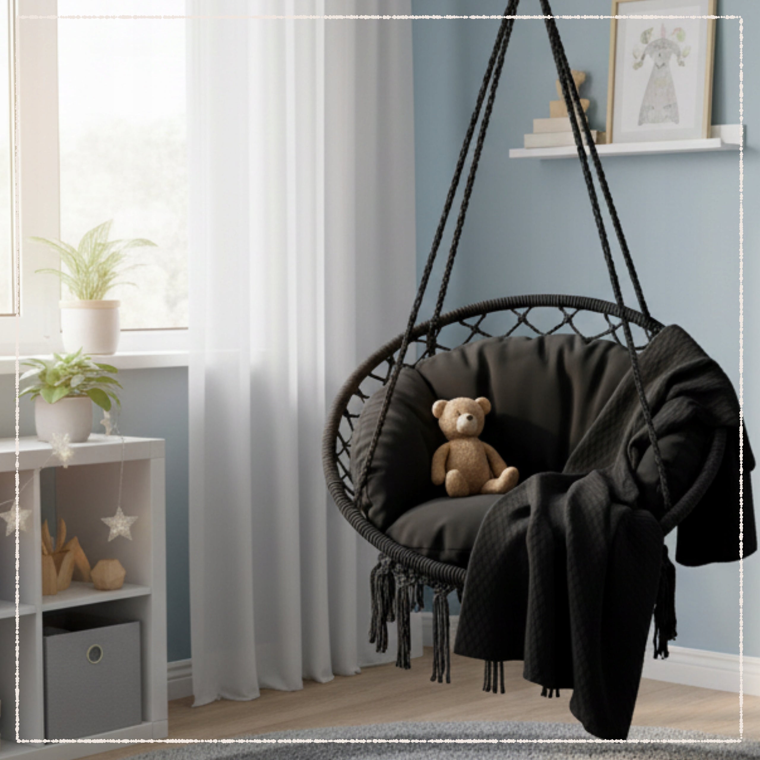 ARMCHAIR HANGING GARDEN SWING STORK NEST WITH PILLOW XL GARDEN HOUSE Seat length 60 cm