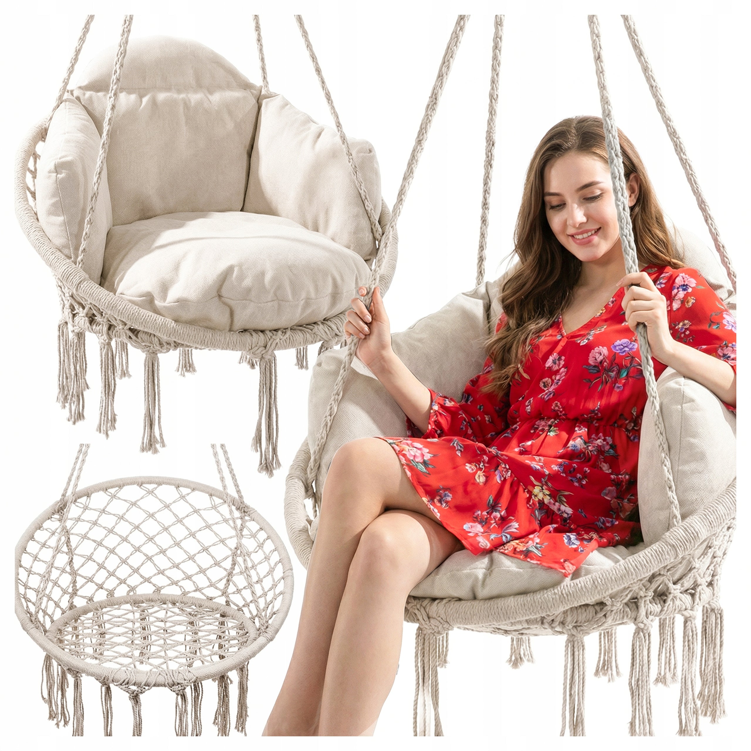 ARMCHAIR HANGING GARDEN SWING STORK NEST WITH PILLOW XL GARDEN HOUSE