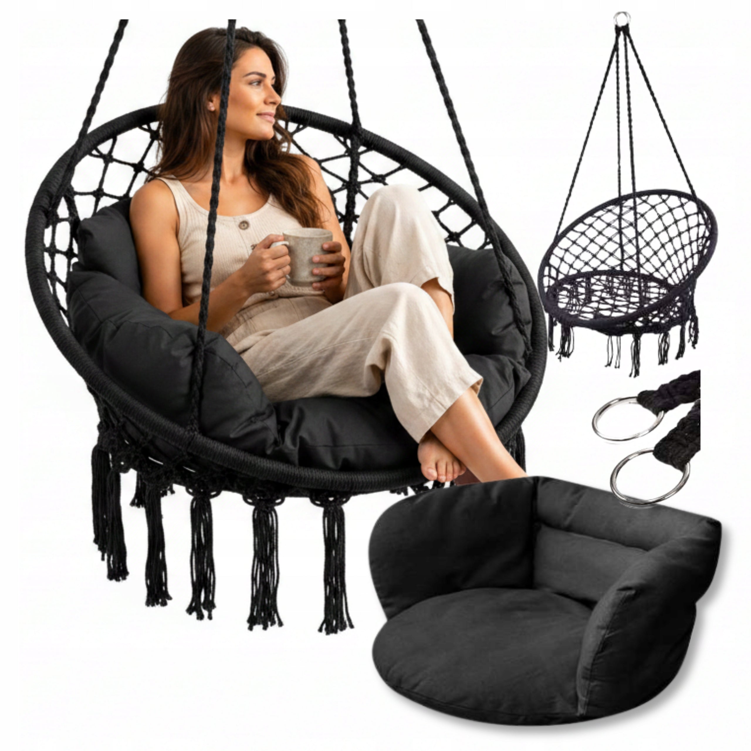 ARMCHAIR HANGING GARDEN SWING STORK NEST WITH PILLOW XL GARDEN HOUSE