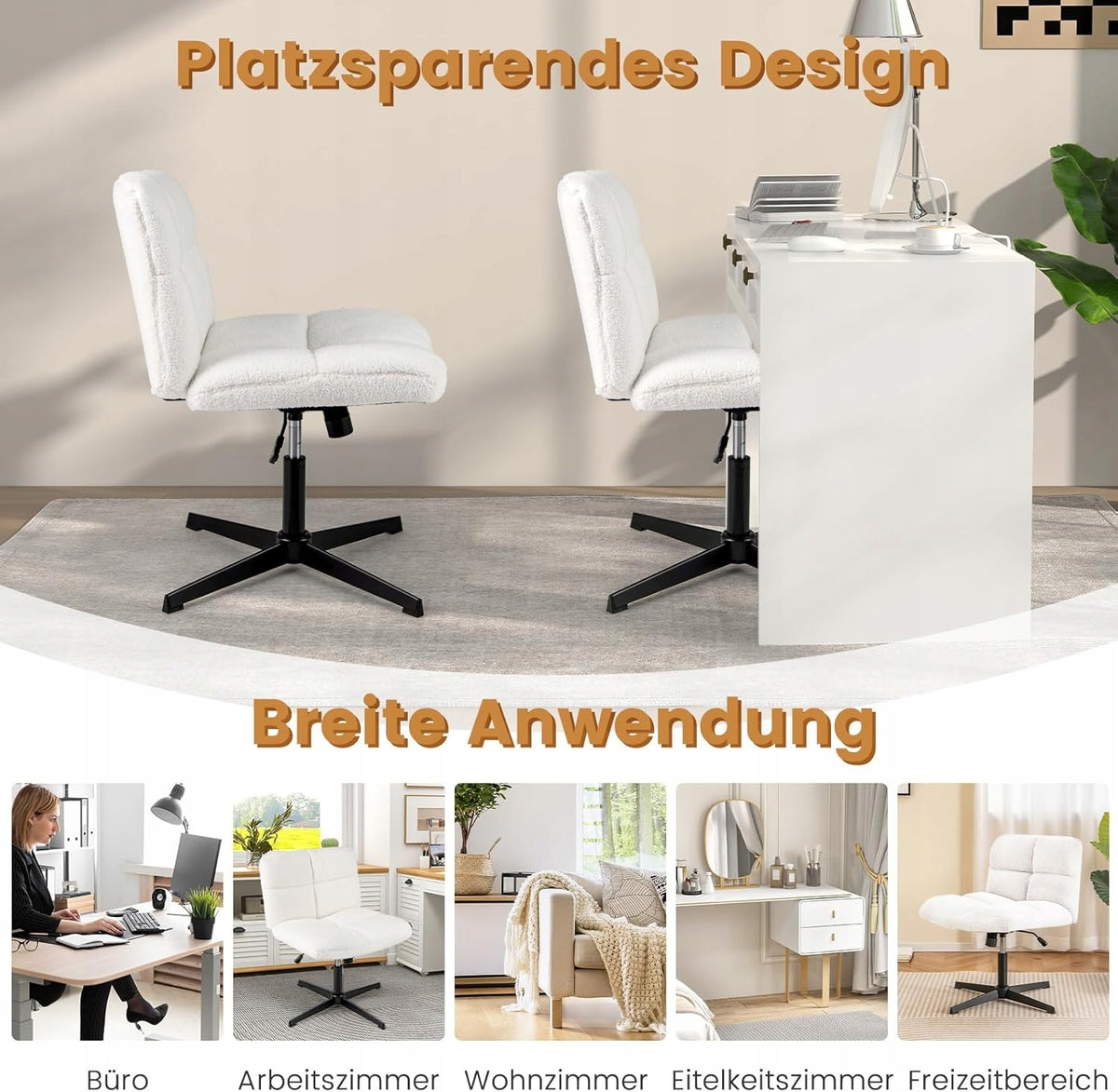 ARMCHAIR OFFICE CHAIR WITHOUT ARMRESTS SWIVEL WHITE SHEEP FUR Manufacturer code FOTEL KRZESŁO BIUROWE BEZ PODŁOKIETNIKÓW BIAŁ