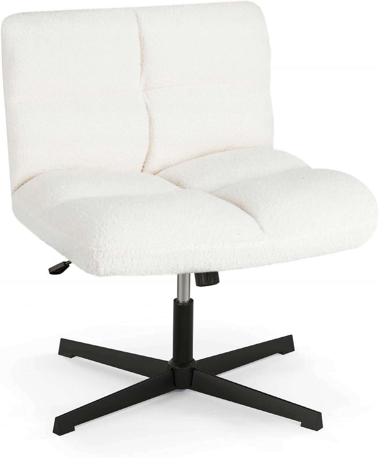 ARMCHAIR OFFICE CHAIR WITHOUT ARMRESTS SWIVEL WHITE SHEEP FUR