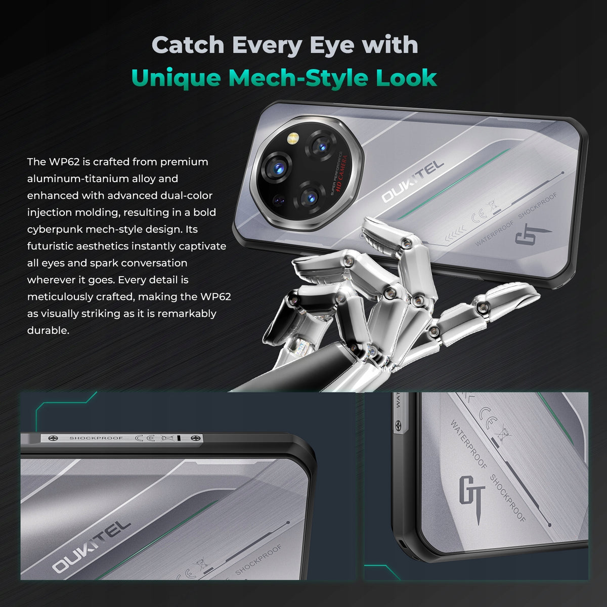ARMORED SMARTPHONE OUKITEL WP62 5G 12/512GB 11000MAH IP68 NFC Built-in memory 256 GB