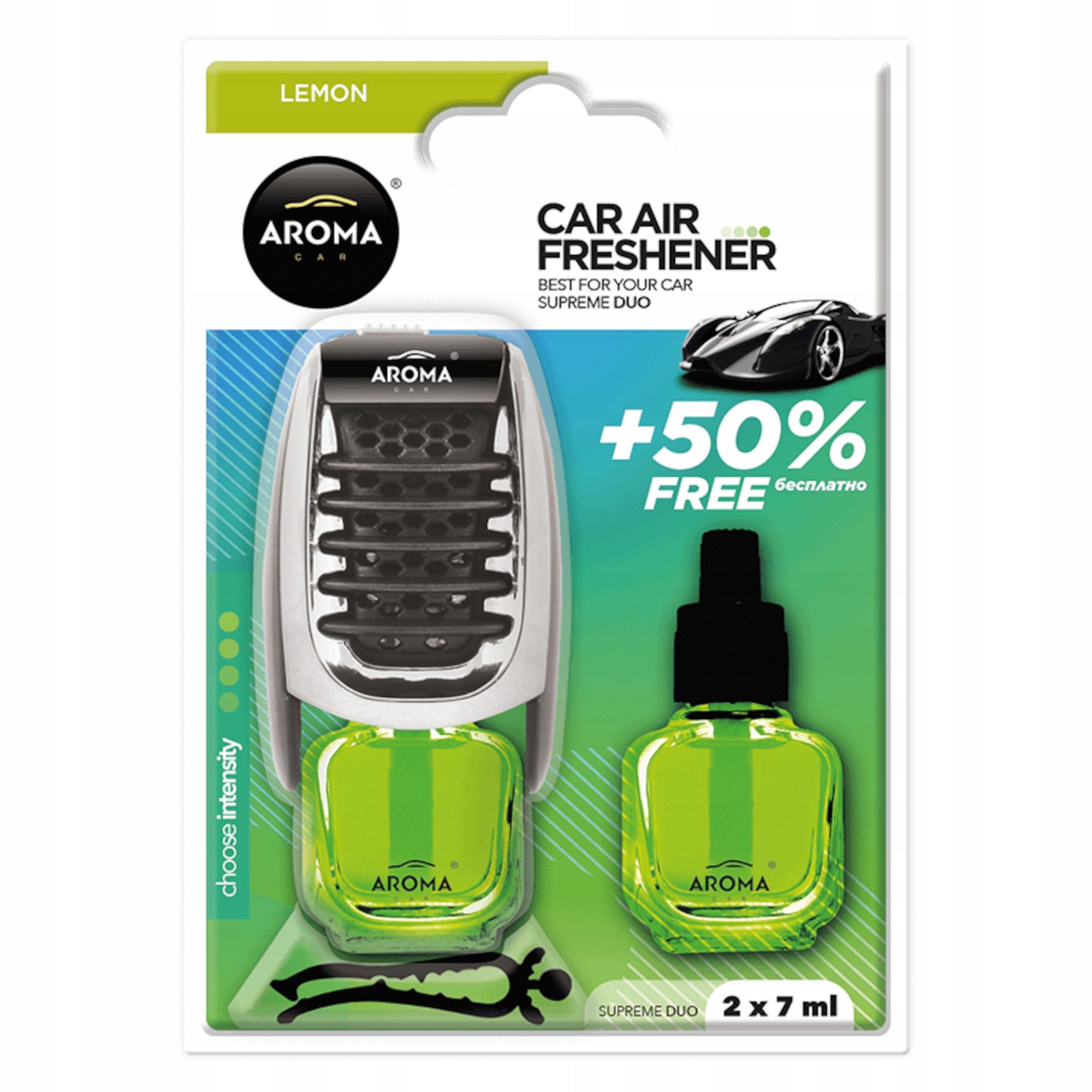 AROMA SUPREME DUO LEMON CAR FRAGRANCE FOR GRILLE ADDITIONAL CARTRIDGE