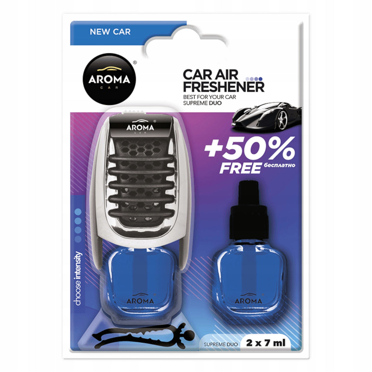 AROMA SUPREME DUO NEW CAR FRAGRANCE FOR CAR ON GRILLE ADDITIONAL CARTRIDGE