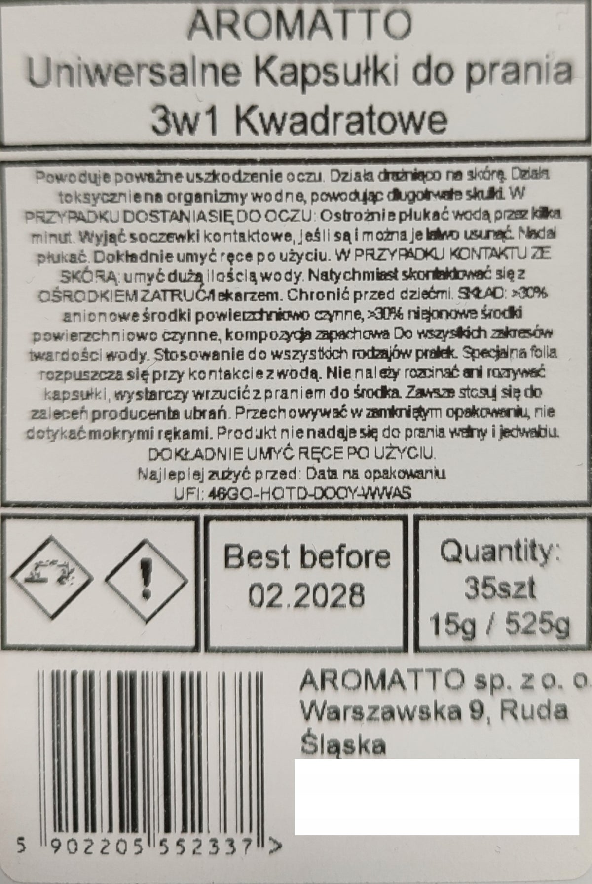 AROMATTO Universal Washing Capsules 3in1 square 35pcs Packaging status original