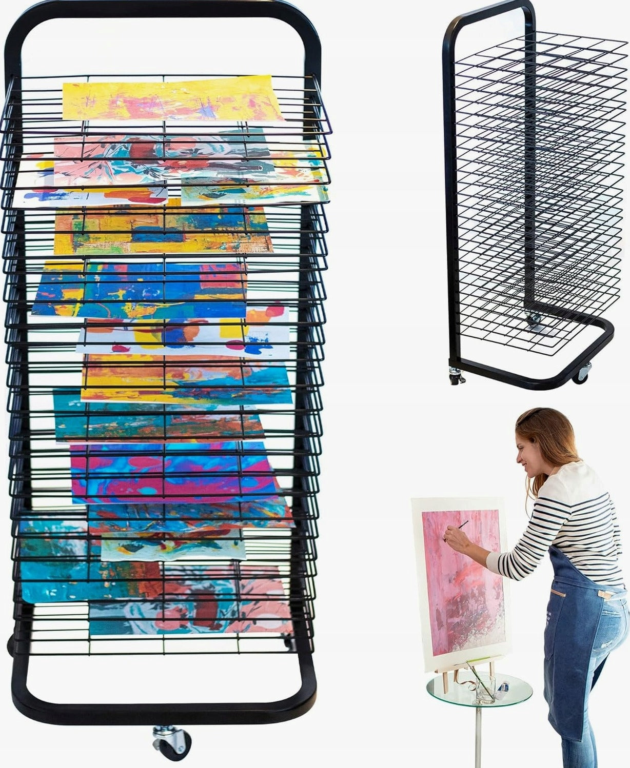 ART DRYER MOBILE METAL 25 SHELVES BLACK LIGHT