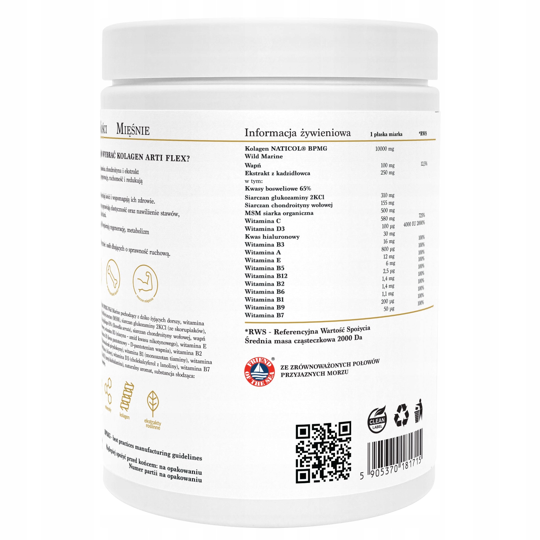 ARTI FLEX Collagen Joints Muscle Bones for Active People Raspberry with Mint 400 g Packaging status original