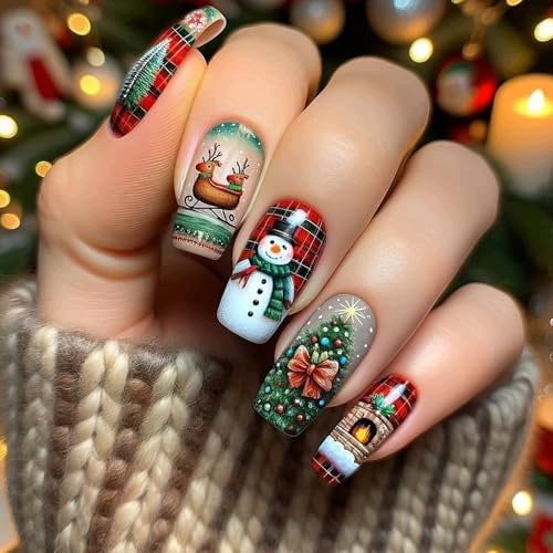 ARTIFICIAL CHRISTMAS ACRYLIC NAILS SET OF 24 FOR WOMEN Brand no brand