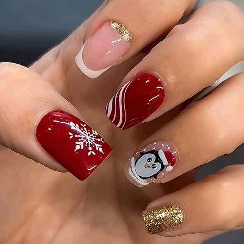 ARTIFICIAL CHRISTMAS NAILS ACRYLIC SET OF 30 PCS FOR WOMEN acrylic Brand no brand