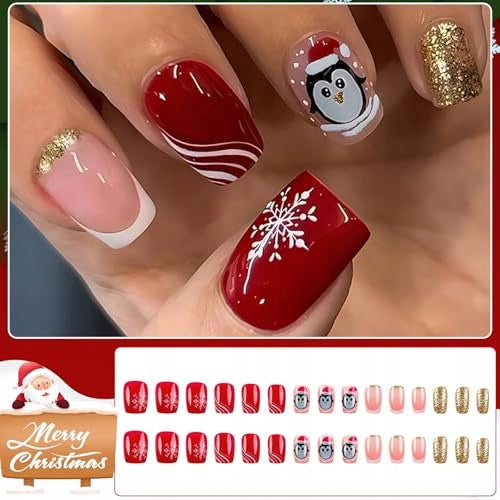 ARTIFICIAL CHRISTMAS NAILS ACRYLIC SET OF 30 PCS FOR WOMEN acrylic Manufacturer code SWC5908151194140