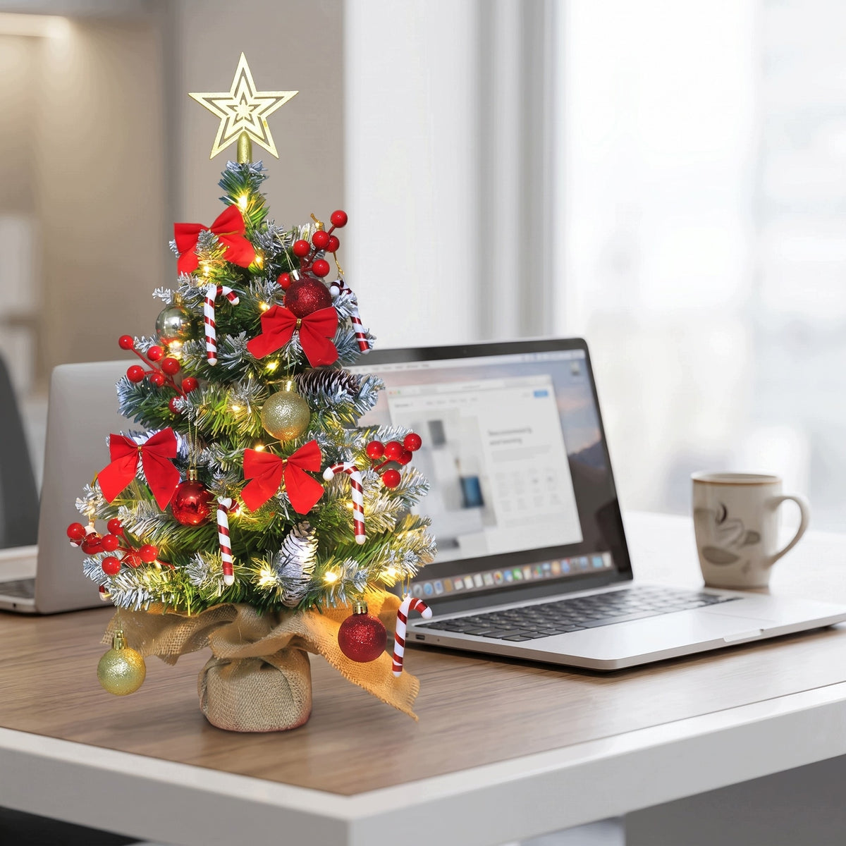 ARTIFICIAL CHRISTMAS TREE 60 CM, ARTIFICIAL MINI CHRISTMAS TREE WITH LIGHT Brand no brand