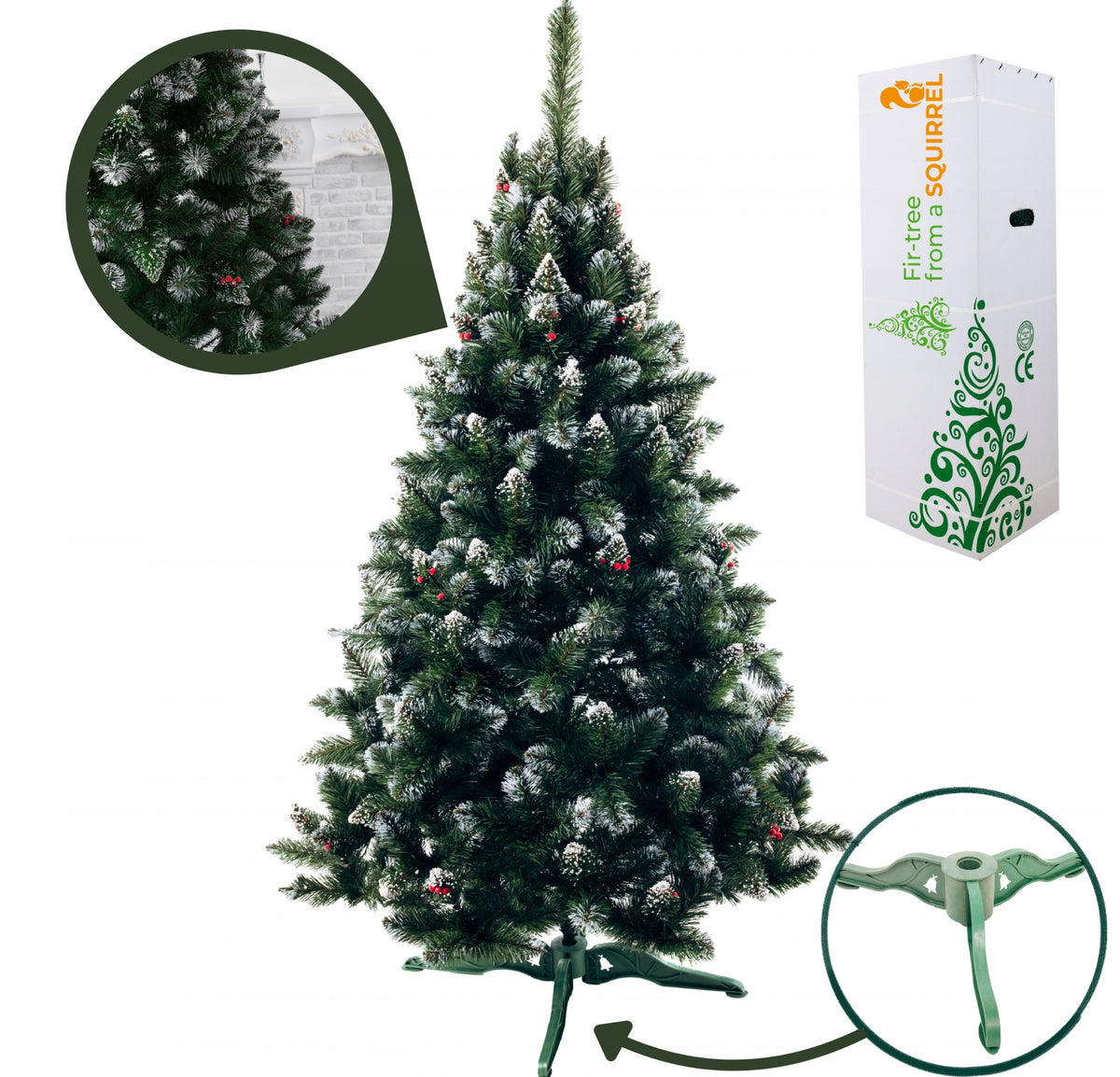 ARTIFICIAL CHRISTMAS TREE "CRYSTAL" 200 CM WITH WHITE TIPS AND CALLA
