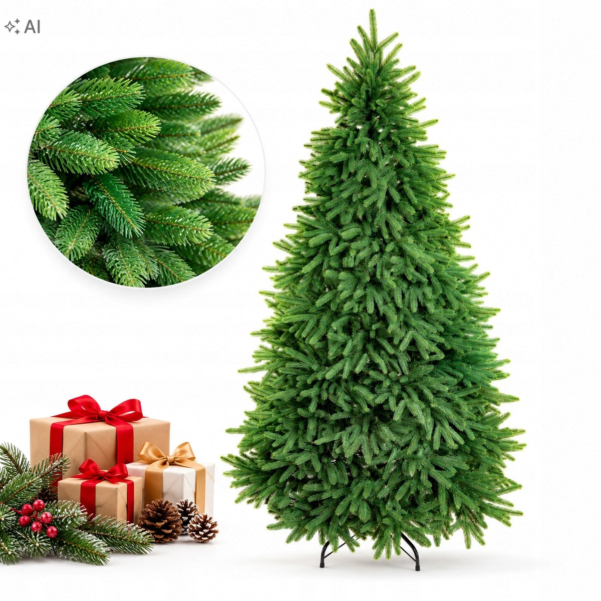 ARTIFICIAL CHRISTMAS TREE GREEN AS LIVE 220cm PE 100% SILICONE FOR CHRISTMAS