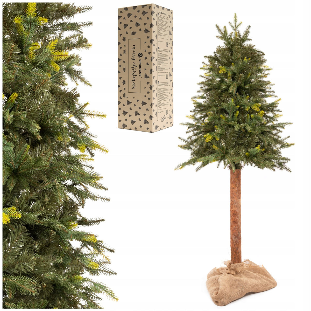ARTIFICIAL CHRISTMAS TREE ON THE TRUNK 160cm PE like Real BEAUTIFUL DELUX SPRUCE +STAND