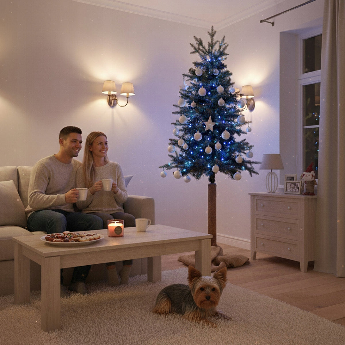 ARTIFICIAL CHRISTMAS TREE ON THE TRUNK 220cm BEAUTIFUL NATURAL PE DELUX SPRUCE + STAND Packaging status original
