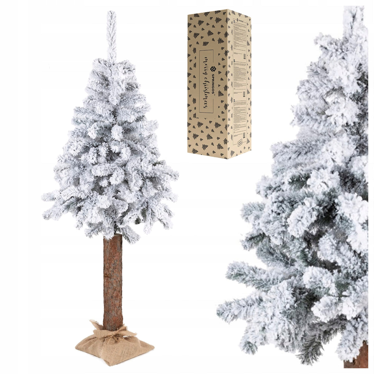 ARTIFICIAL CHRISTMAS TREE ON THE TRUNK SNOW SPRUCE 180 cm DENSE AS ALIVE + STAND