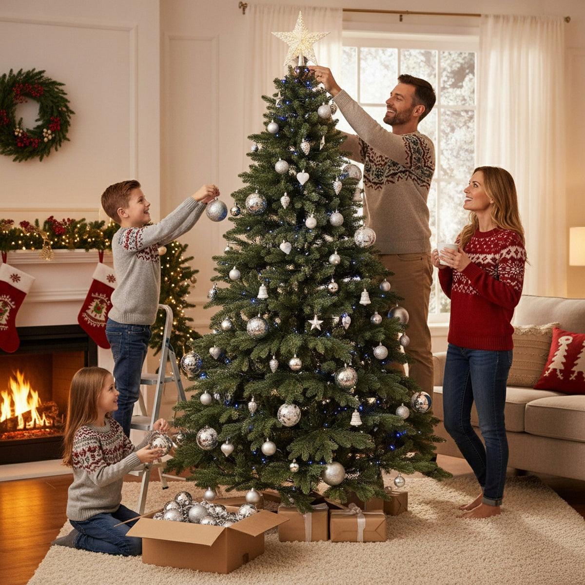 ARTIFICIAL CHRISTMAS TREE PE 240cm LIKE A LIVING PINE GREEN DELUX ROYAL TREES STAND Brand Springos