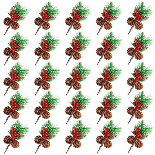 ARTIFICIAL CHRISTMAS TREE TWIGS WITH PINEAPPLE BERRIES CHRISTMAS DECORATION 25 PCS Brand no brand