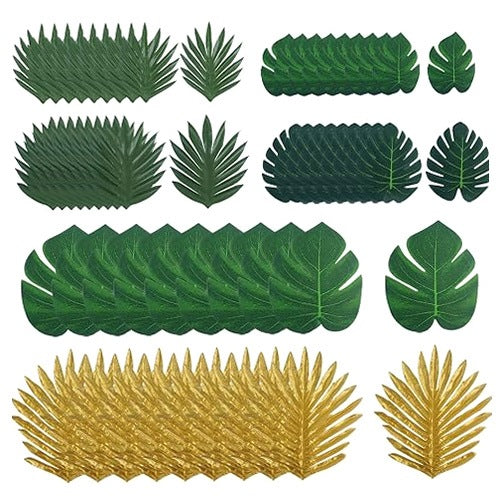 ARTIFICIAL LEAVES MONSTERY PALM TROPICAL SET OF 60 PIECES DECORATION