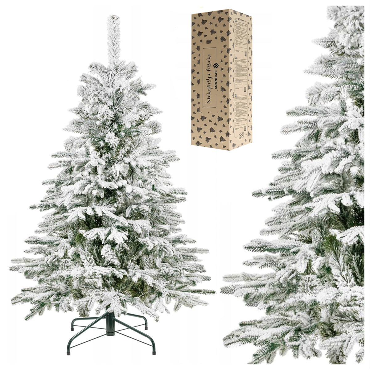 ARTIFICIAL PE CHRISTMAS TREE as Real Snow-covered 150 CM DENSE PREMIUM + STAND