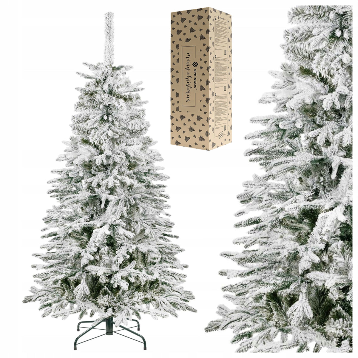 ARTIFICIAL PE CHRISTMAS TREE as Real Snow-covered 180 CM DENSE PREMIUM + STAND