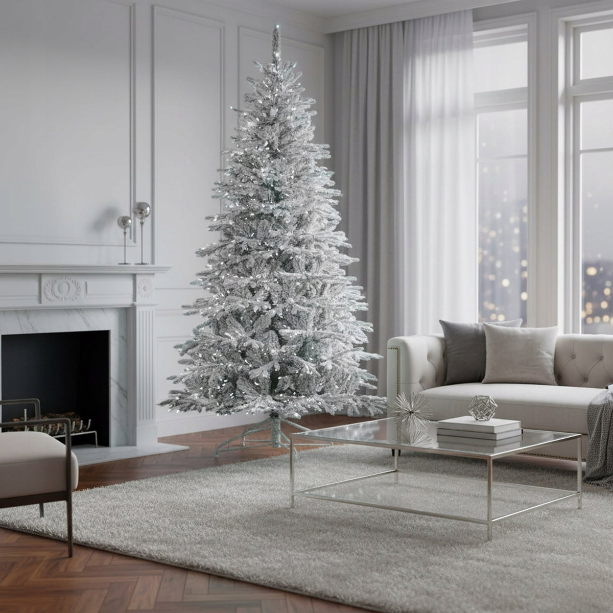 ARTIFICIAL PE CHRISTMAS TREE as Real Snow-covered 220 CM DENSE PREMIUM + STAND Brand Springos