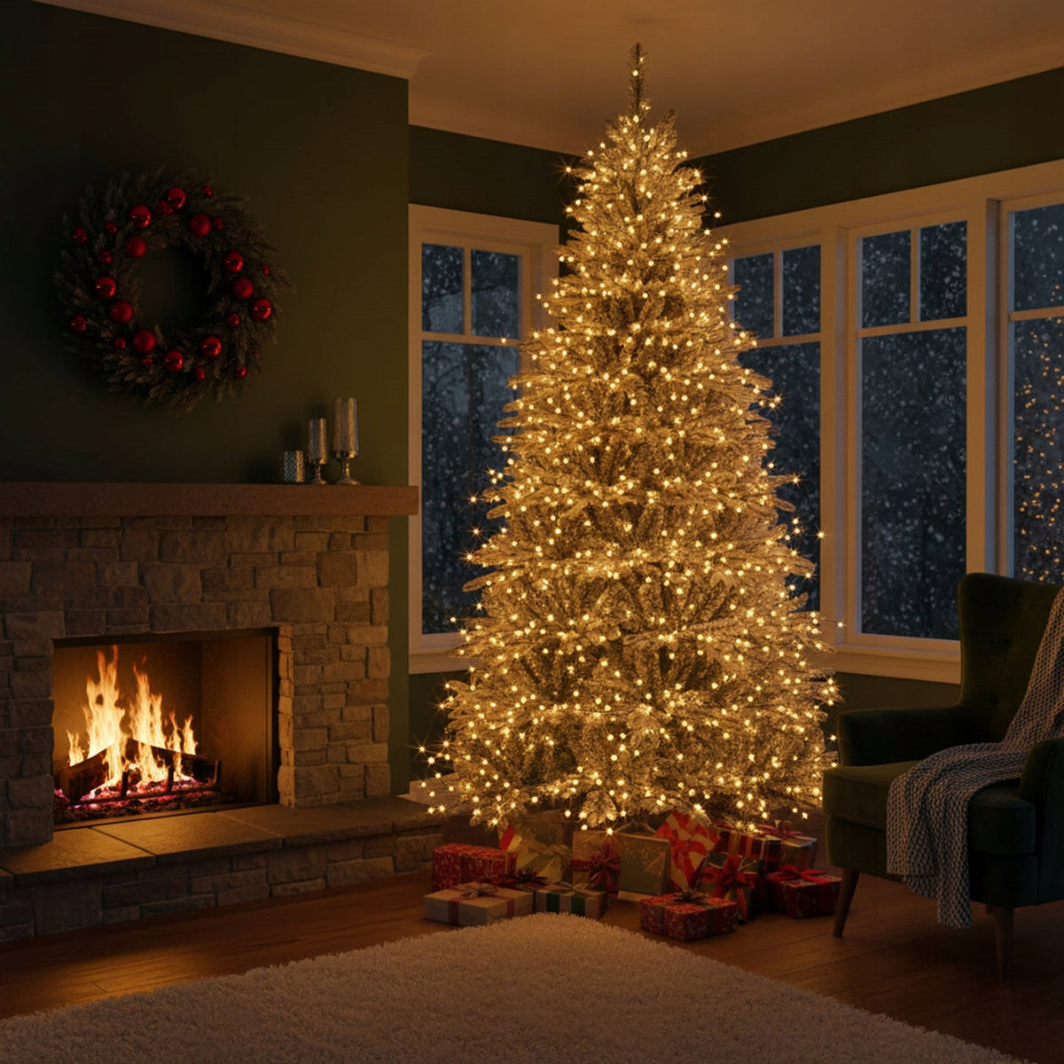 ARTIFICIAL PE CHRISTMAS TREE as Real Snow-covered 220 CM DENSE PREMIUM + STAND Packaging status original