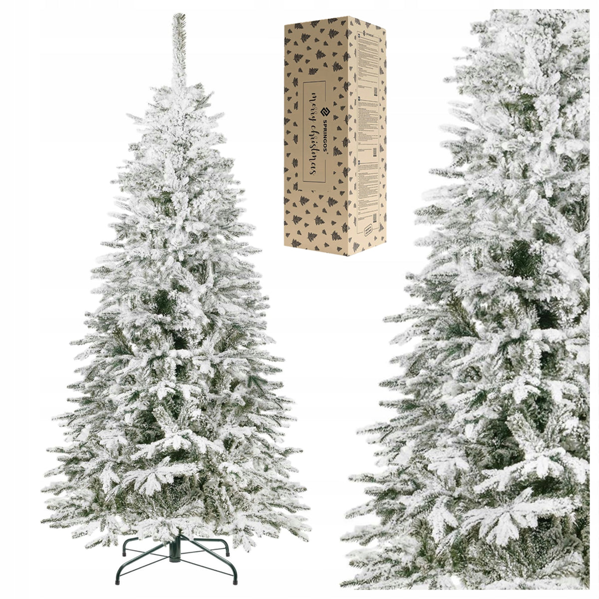 ARTIFICIAL PE CHRISTMAS TREE as Real Snow-covered 220 CM DENSE PREMIUM + STAND