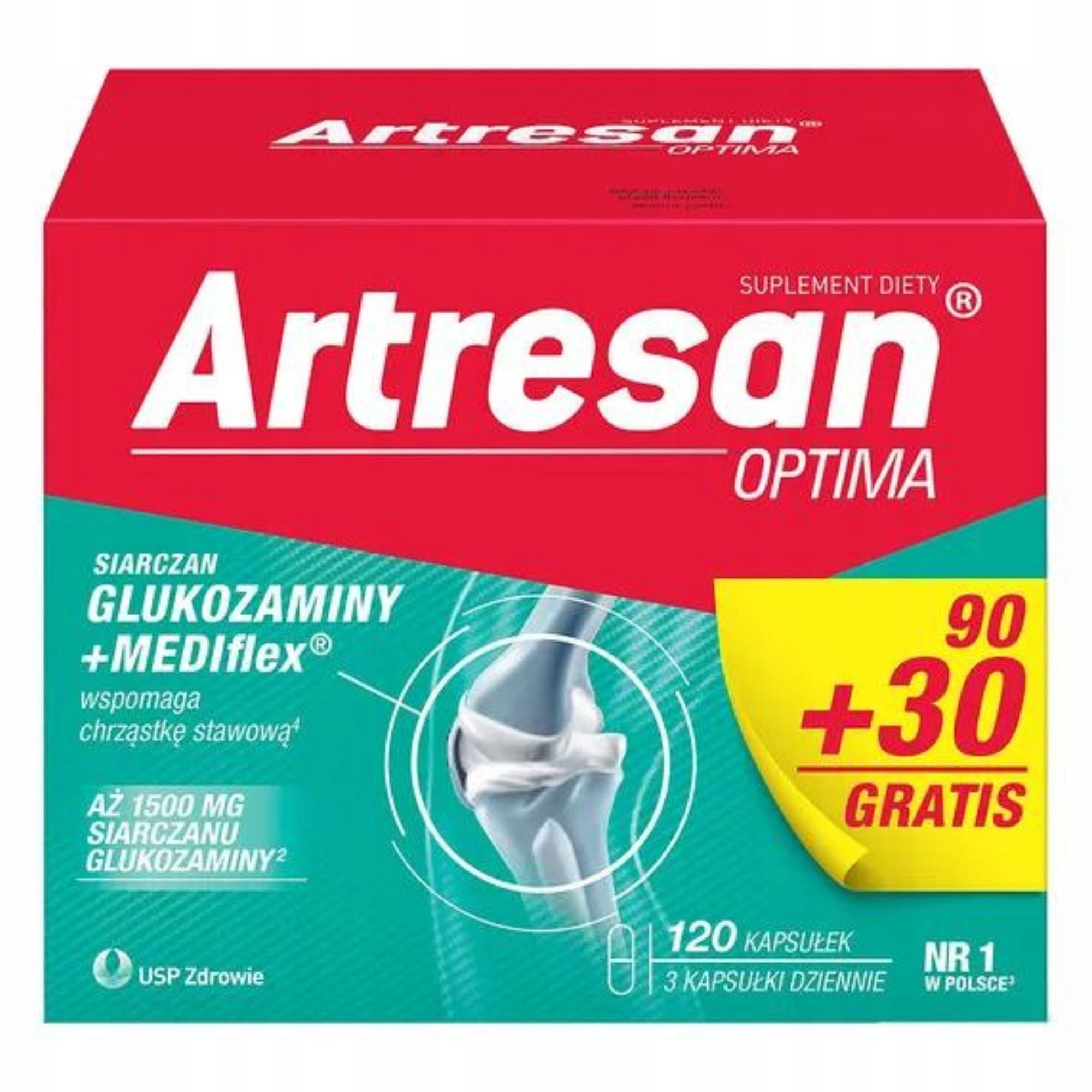 ARTRESAN OPTIMA for joints glucosamine 120 capsules Brand USP Zdrowie