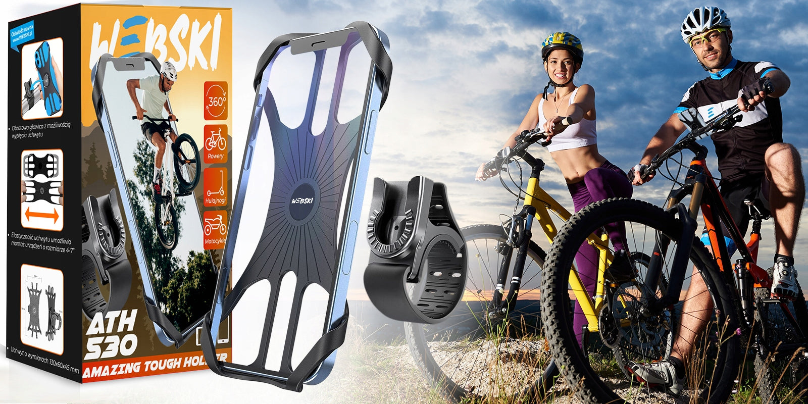 AS A GIFT BICYCLE HOLDER FOR PHONE HANDLEBAR FOR BICYCLE SILICONE 360 Brand Webski