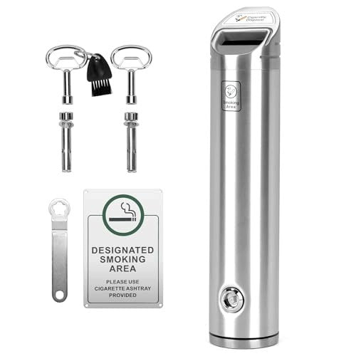 ASHTRAY STANDING STAINLESS STEEL CLOSED OUTSIDE FOR BUSINESS Brand no brand