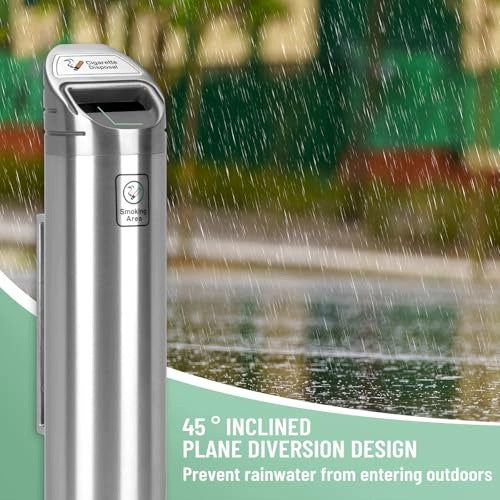ASHTRAY STANDING STAINLESS STEEL CLOSED OUTSIDE FOR BUSINESS Manufacturer code Nieoznaczona